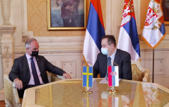 9 April 2021 National Assembly Speaker Ivica Dacic and Swedish Ambassador to Serbia Jan Lundin